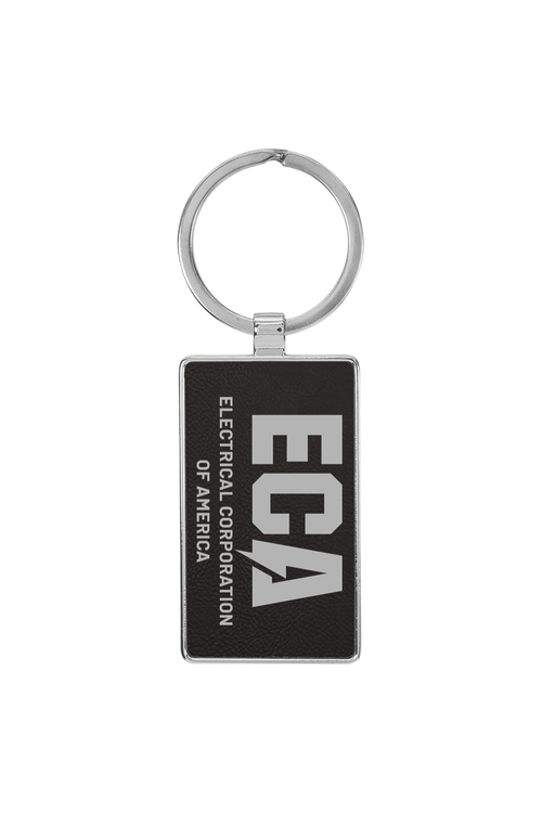 2 3/4" x 1 1/4" Laser Engraved Leatherette/Metal Rectangle Keychain