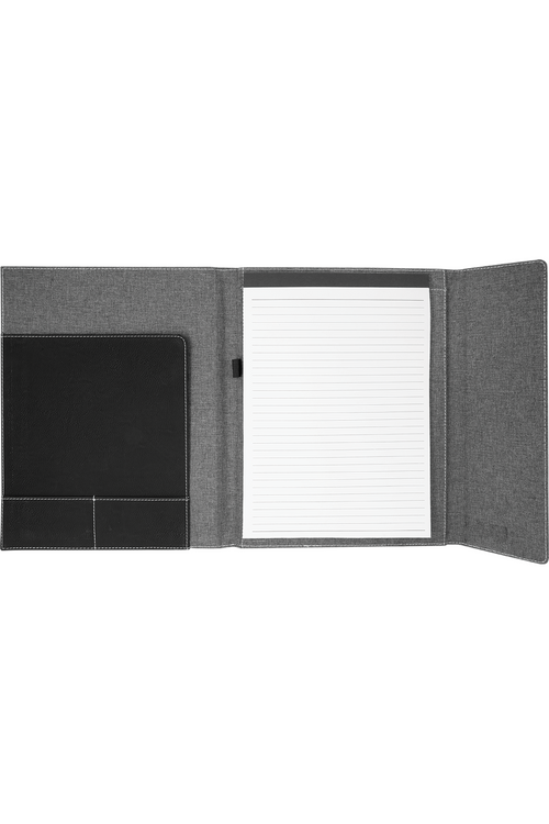 9 1/2 x 12 Laserable Leatherette Canvas Portfolio w / Notepad